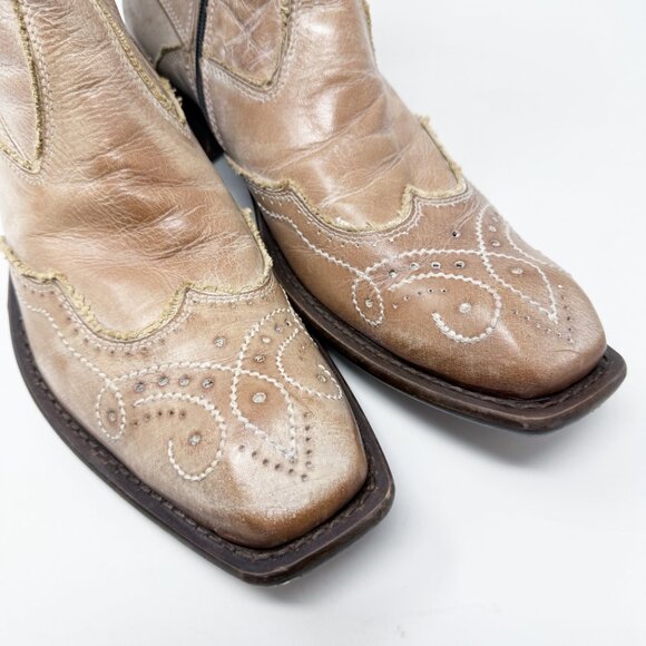 Mark Nason Cream/Tan Leather Brogue Ankle Boots Men's 11 Side Zip Made in Italy - Picture 4 of 11